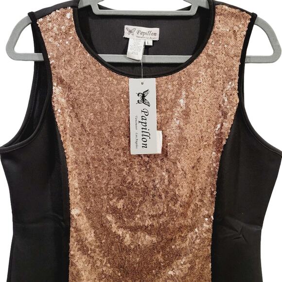 Papillon Bronze Sequin Sleeveless Tank Glam Party Dress, Size Large, NWT - Picture 3 of 6